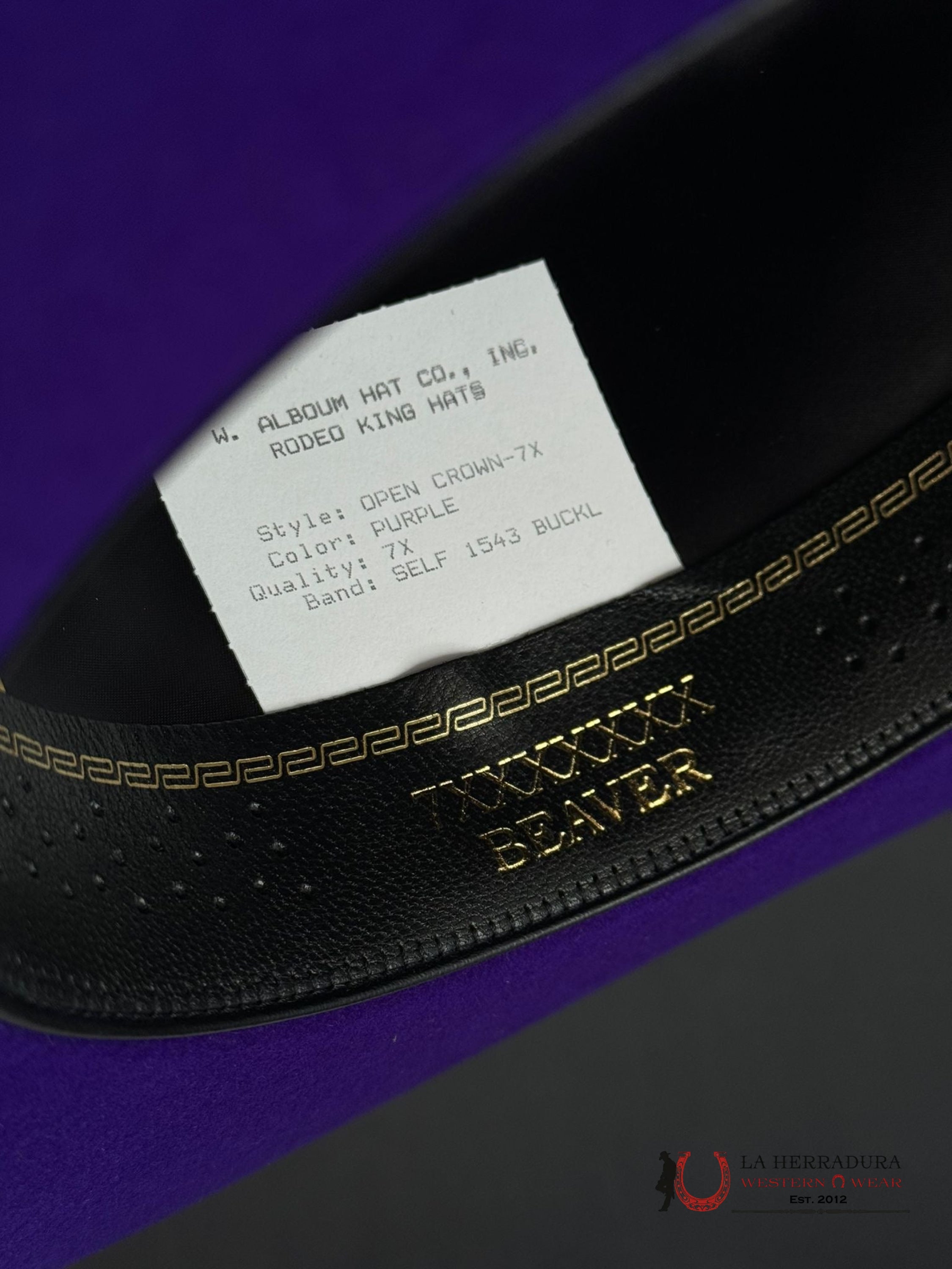 Rodeo King Purple Open Crown 7X Tejana