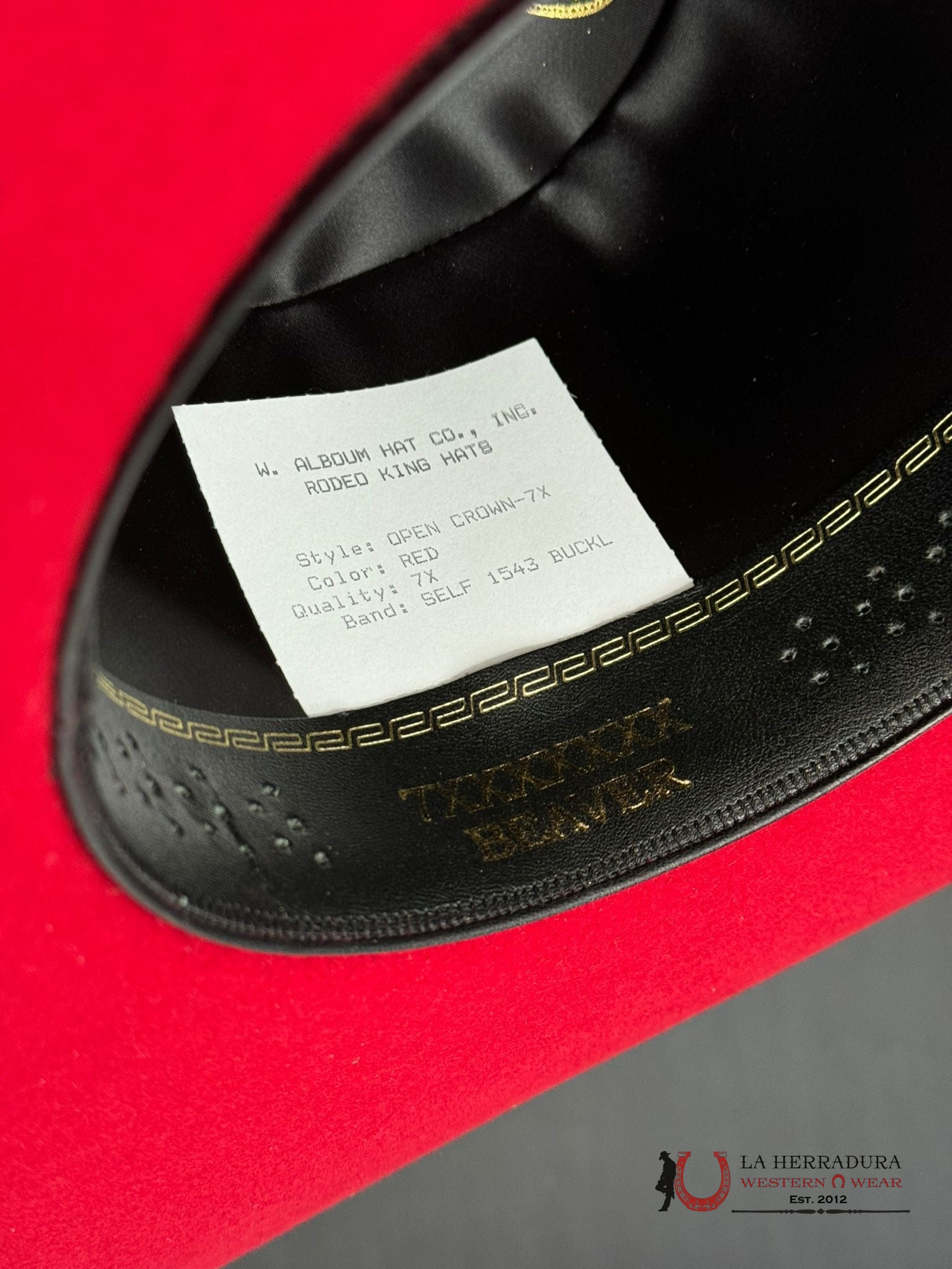 Rodeo King Red Open Crown 7X Tejana