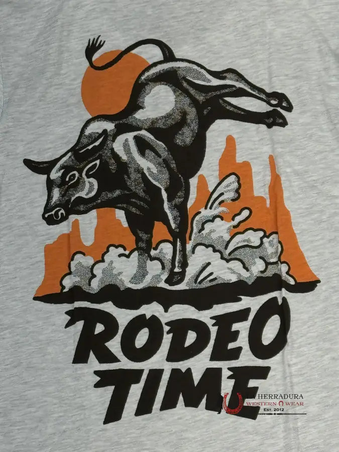 Rodeo Time Bull Logo White Long Sleeve T-Shirt Ropa Hombres