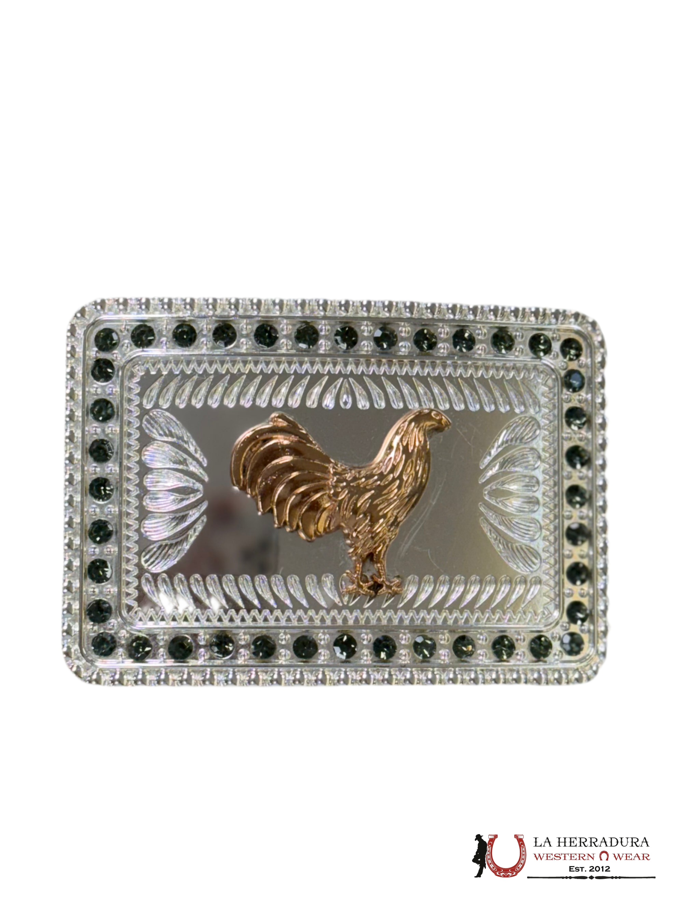 ROSE GOLD GALLO GREEN JEWELRY SQUARE BUCKLE ACCESORIOS
