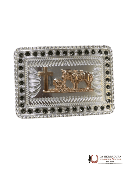 ROSE GOLD GIENETE GREEN JEWELRY SQUARE BUCKLE