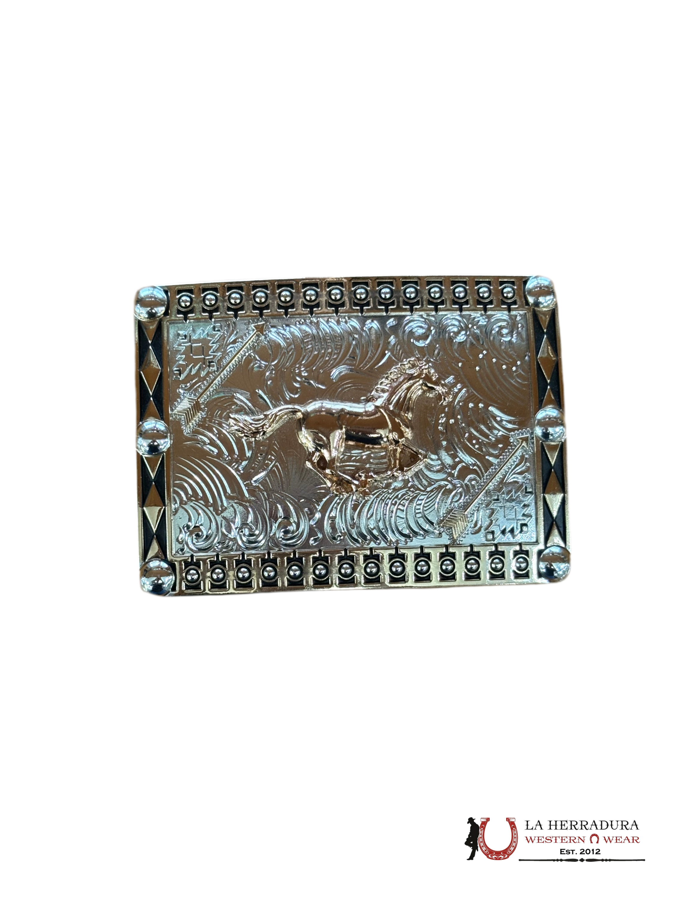 ROSE GOLD HORSE SILVER SQUARE BUCKLE ACCESORIOS