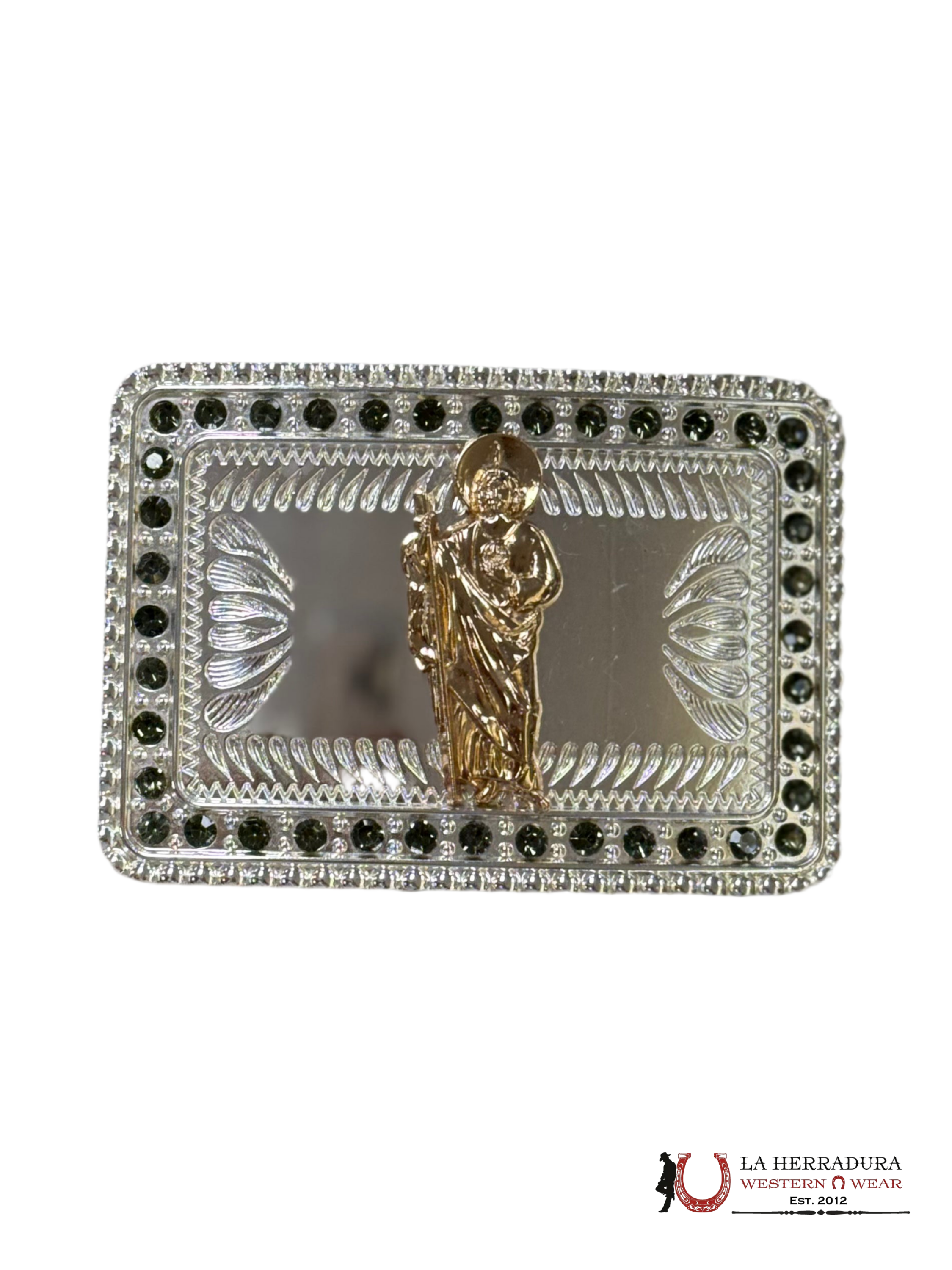 ROSE GOLD SAN JUDAS GREEN JEWELRY SQUARE BUCKLE ACCESORIOS