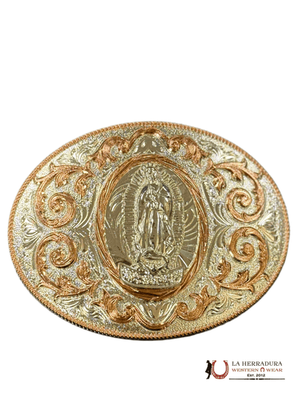 ROSE GOLD VIRGEN DE GUADALUPE ROUND BUCKLE