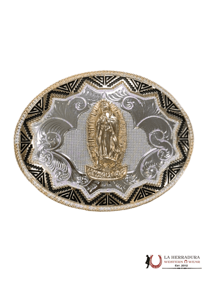 HEBILLA REDONDA VIRGEN DE GUADALUPE ORO ROSA