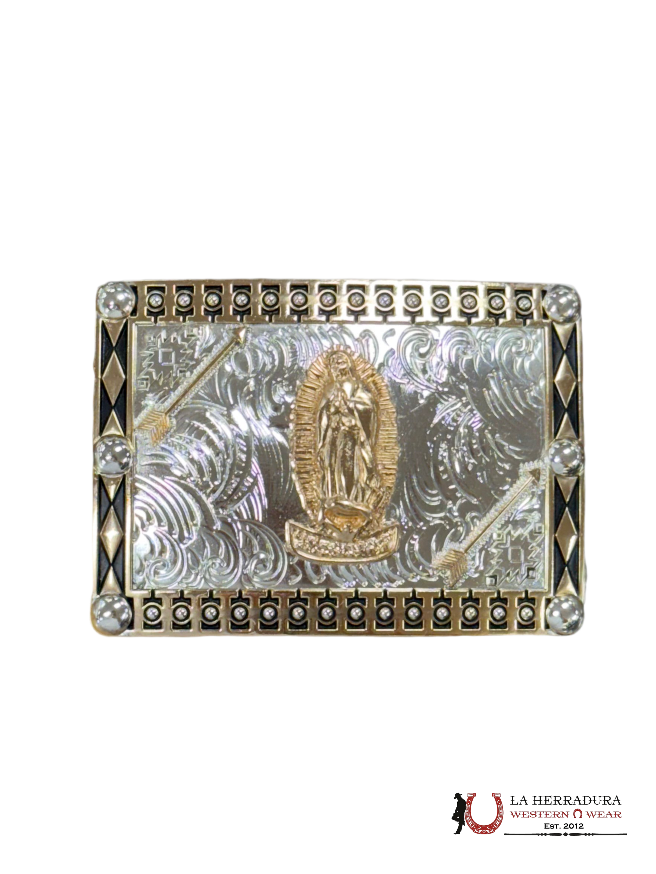 ROSE GOLD VIRGEN DE GUADALUPE SILVER SQUARE BUCKLE ACCESORIOS