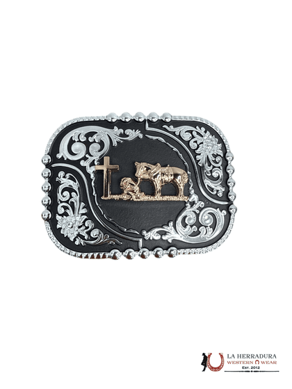 ROUND BLACK & SILVER WITH GOLD JINETE  BUCKLE 8