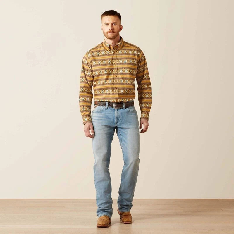 ARIAT MEN TAN TEDDI LS SHIRT -10065767