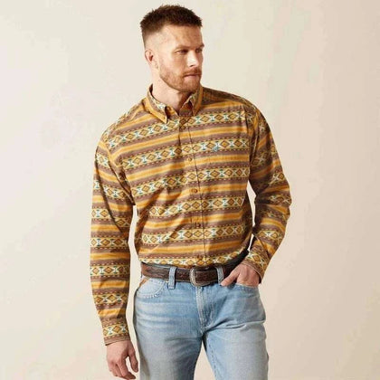 ARIAT MEN TAN TEDDI LS SHIRT -10065767