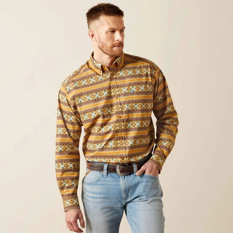 ARIAT MEN TAN TEDDI LS SHIRT -10065767