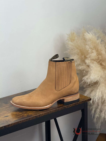 BOTA CORTA DE RODEO PARA SEMENTAL NOBUCK TABACO RSBA4086