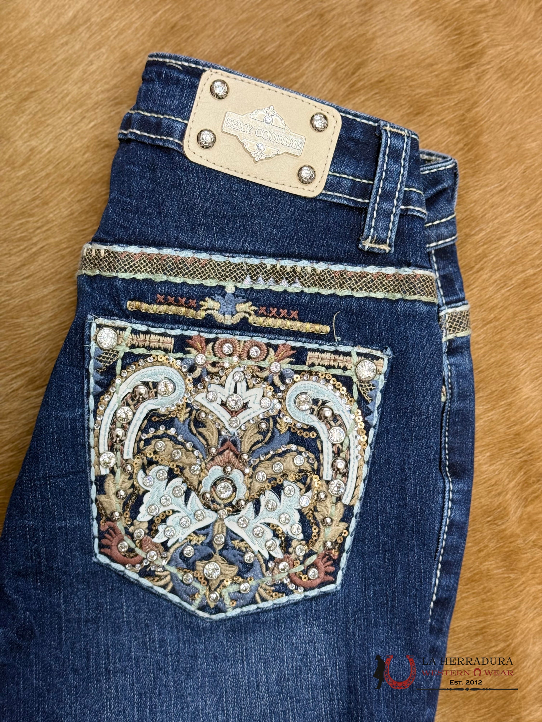 SEXY COUTURE BROWN EMBROIDERED WOMEN JEAN S1431-PB