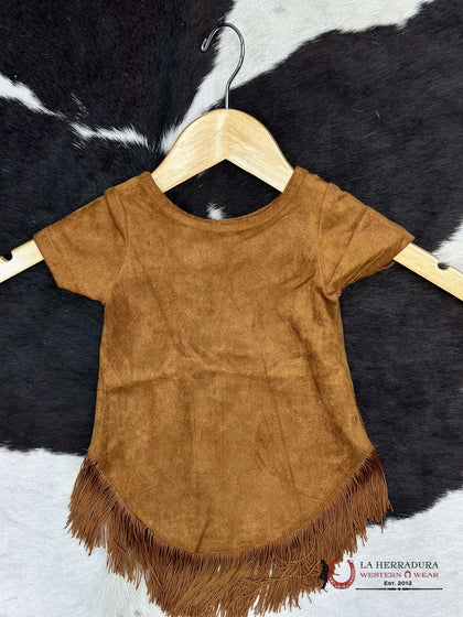 VESTIDO DE ANTE MARRÓN CON FLECOS SHEA BABY
