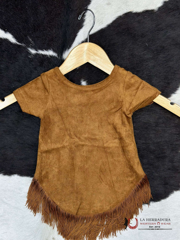 SHEA BABY BROWN SUEDE DRESS FRINGE