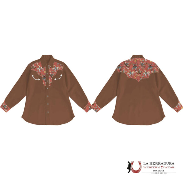 Shea Girls Brown Vintage Pearl Snap Shirt Toddler GWEST10