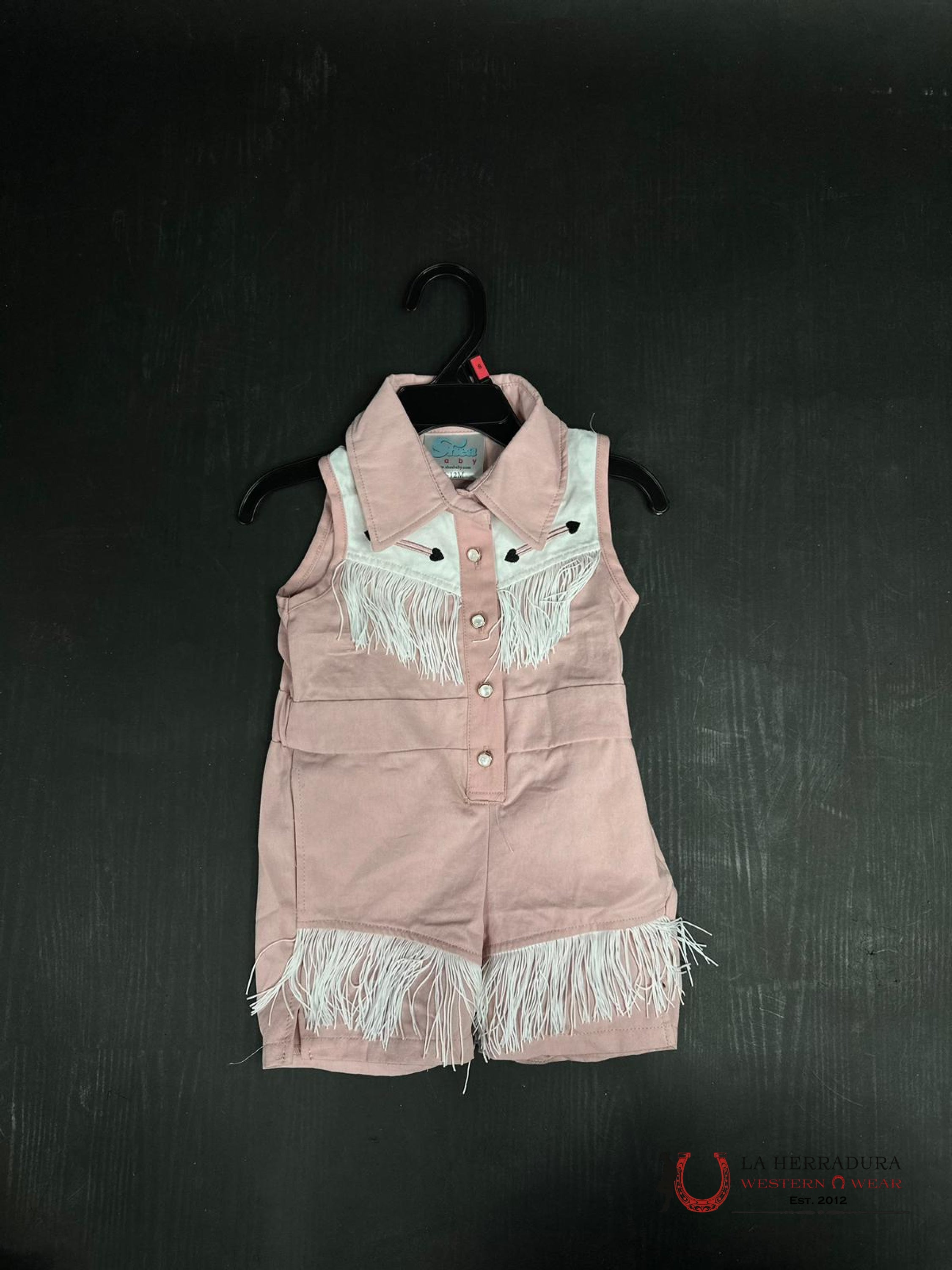 Shea Baby Onesie Pink Fringe Niños