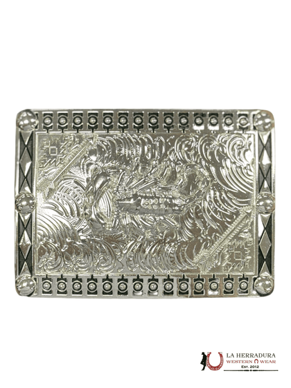 SILVER AND BLACK SCORPION SQUARE BUCKLE