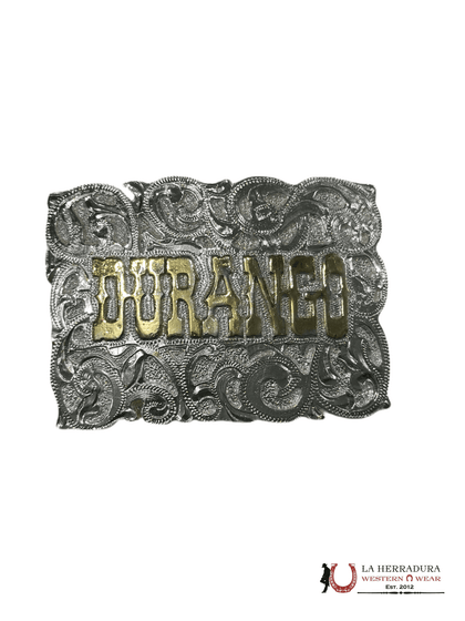 HEBILLA CUADRADA DURANGO PLATA Y ORO