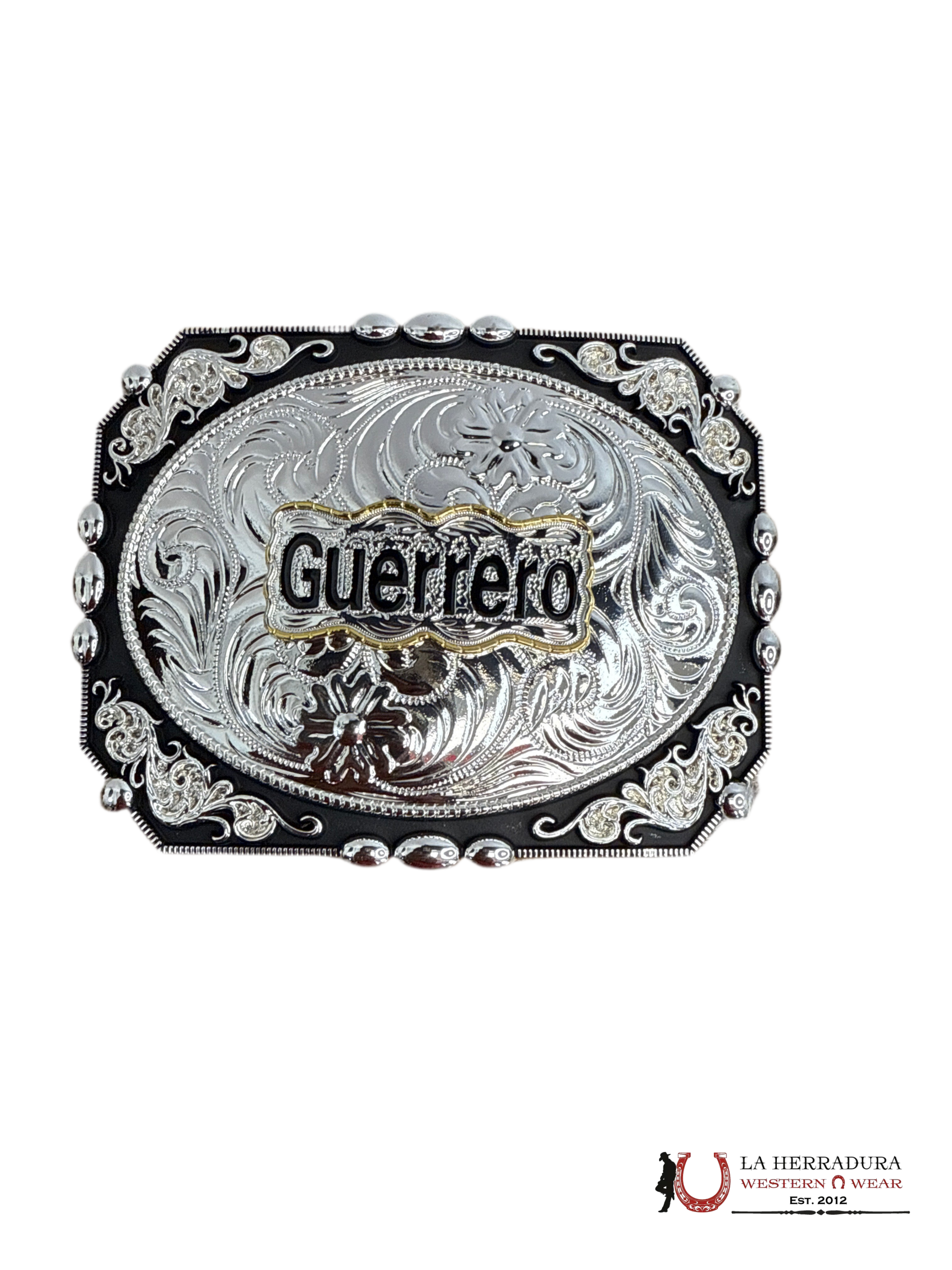 SILVER & BLACK GUERRERO STATE BUCKLE ACCESORIOS