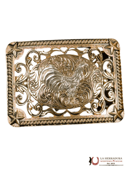 SILVER GALLO STAR DETAILS SQUARE BUCKLE