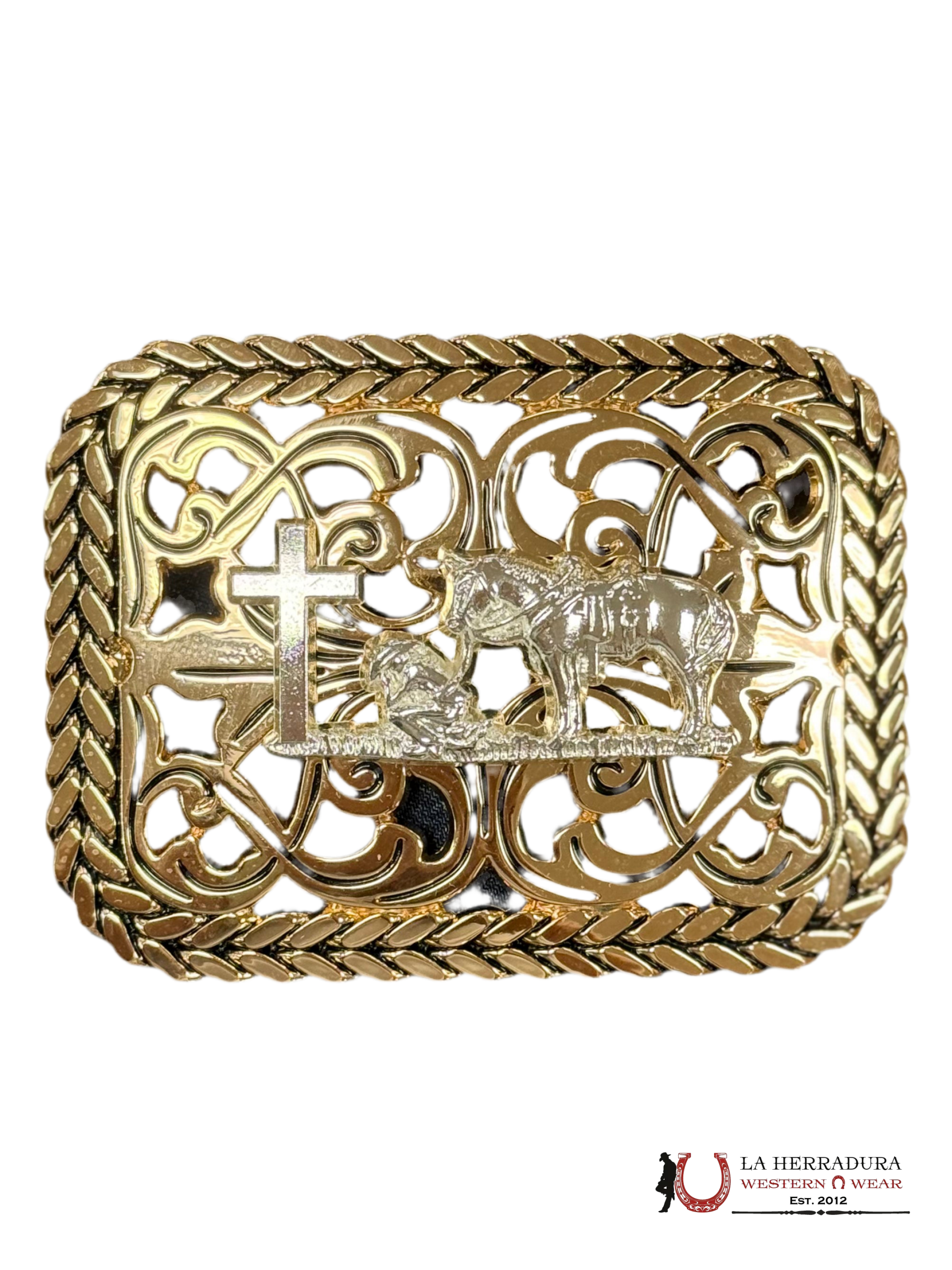 SILVER GINETE BLACK DETAILS SQUARE BUCKLE ACCESORIOS