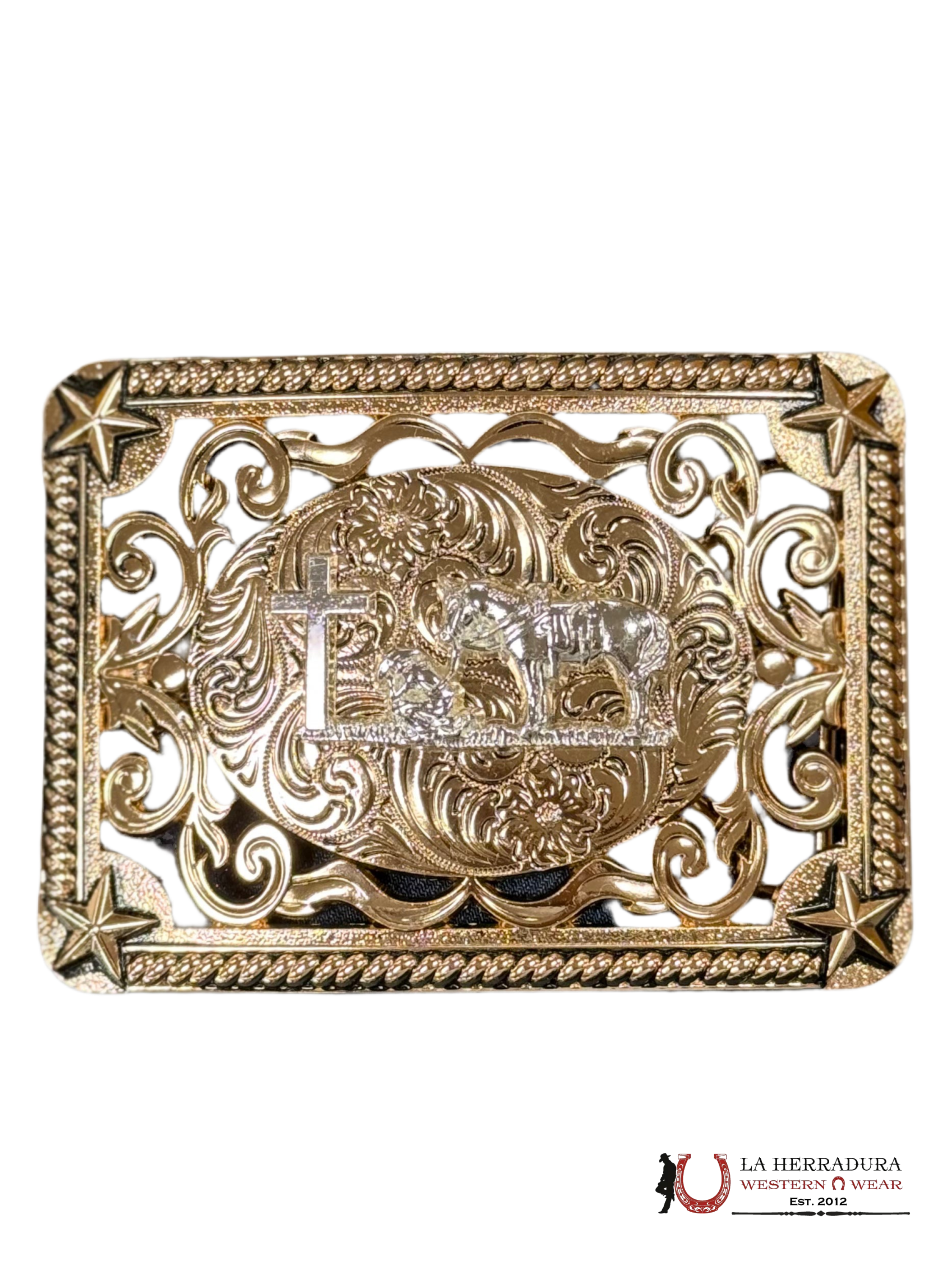 SILVER GINETE STAR DETAIL SQUARE BUCKLE ACCESORIOS