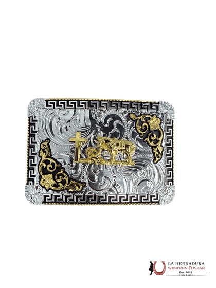 SILVER & GOLD JINETE SQUARE BUCKLE 18