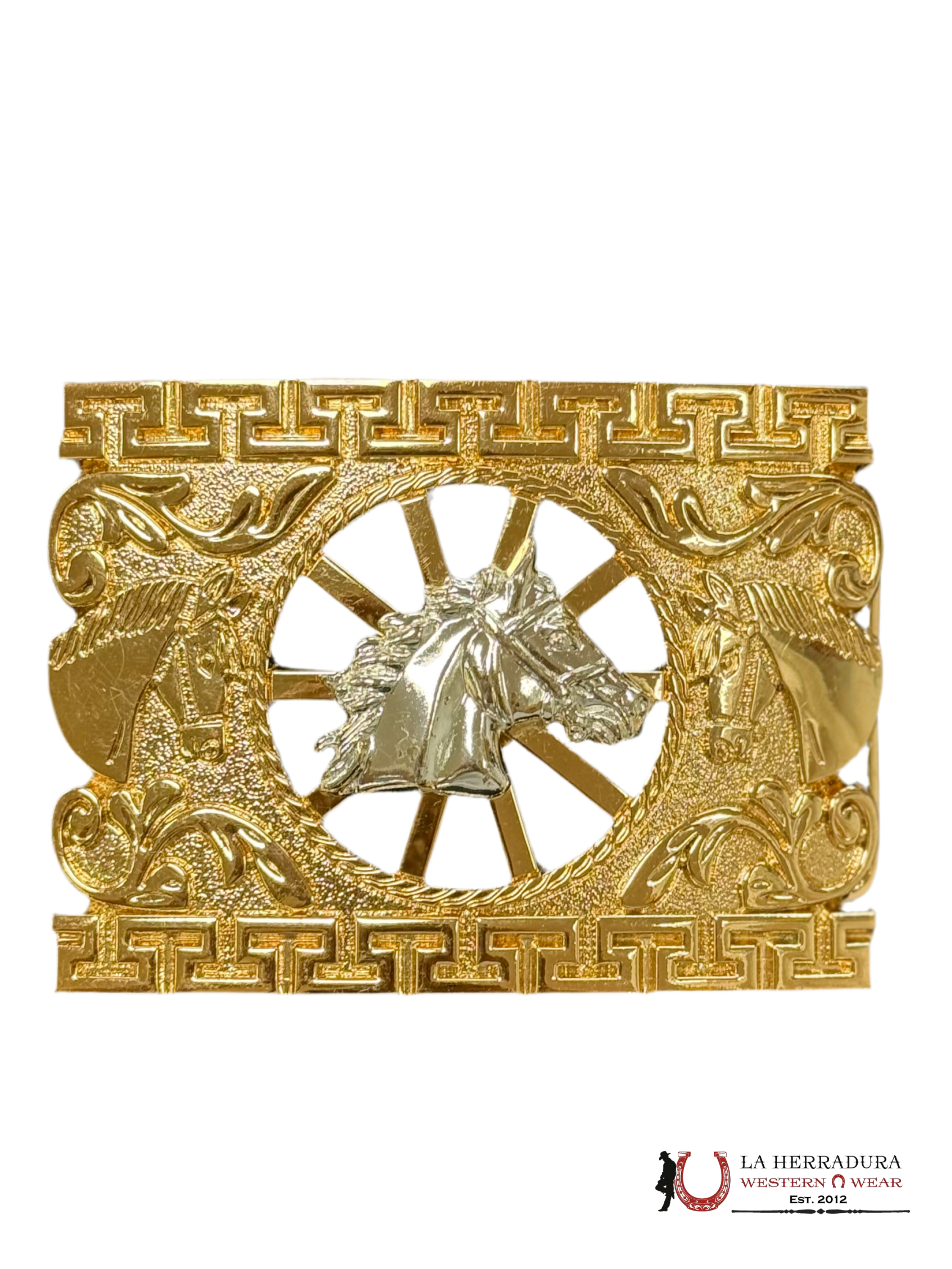 SILVER HORSE ALL GOLD SQUARE BUCKLE ACCESORIOS