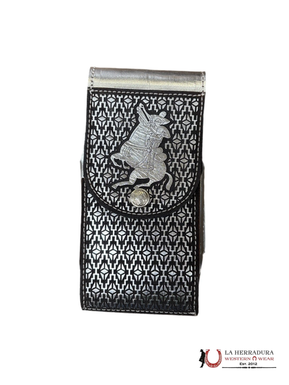 FUNDA DE TELÉFONO JINETE DE CABALLO PLATEADO