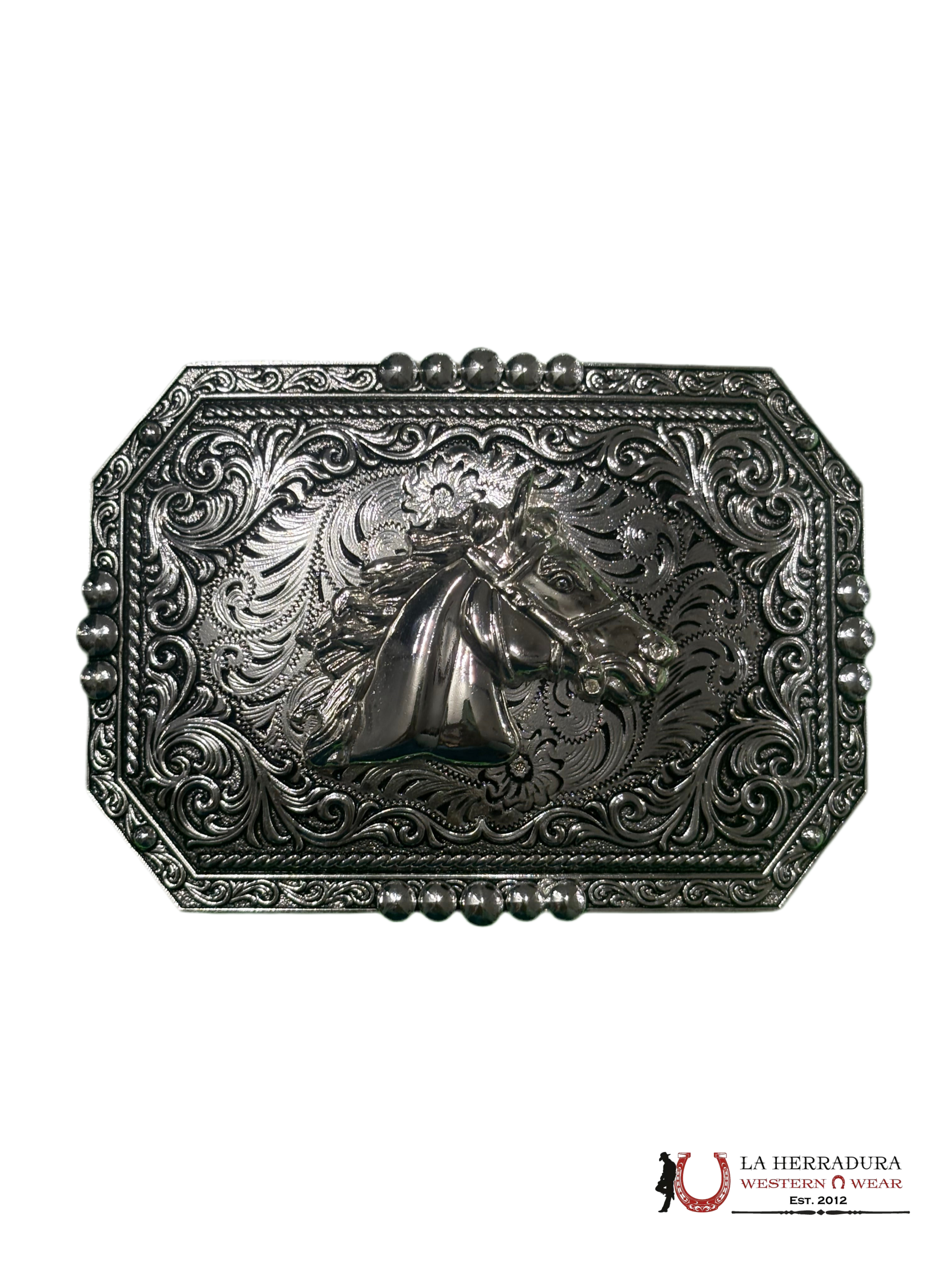 SILVER HORSE ROUND SQUARE BUCKLE ACCESORIOS