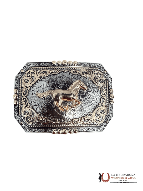 HEBILLA CUADRADA CABALLO ORO ROSADO PLATA