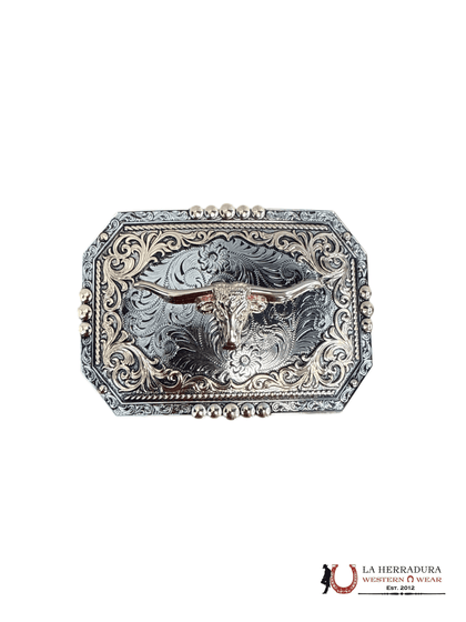 HEBILLA CABEZA CUERNO LARGO SEMICUADRADA PLATA Y ORO ROSA 4