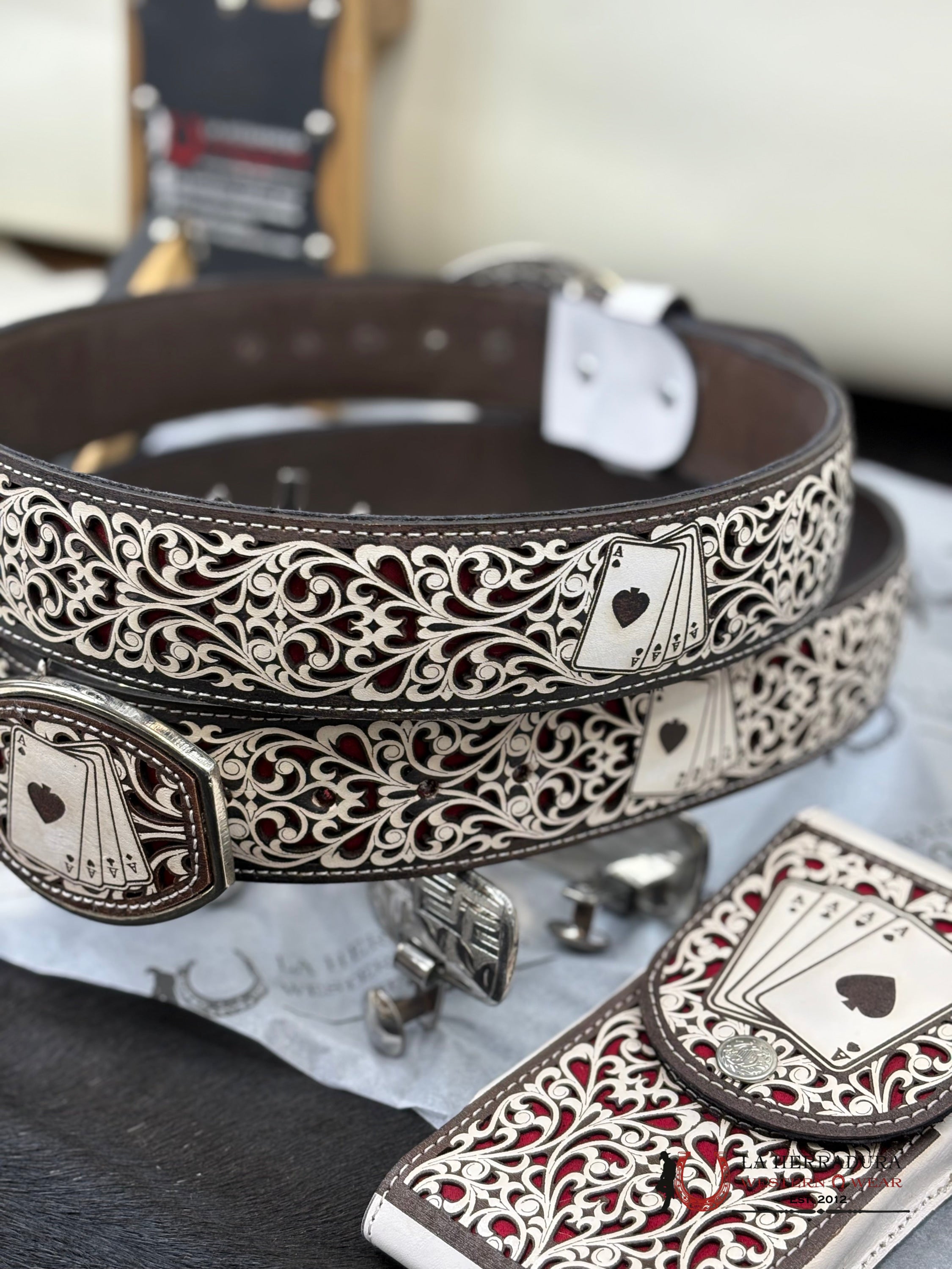 Spade Card 2 Inc Belt Wihte/Red Cinturones Hombres