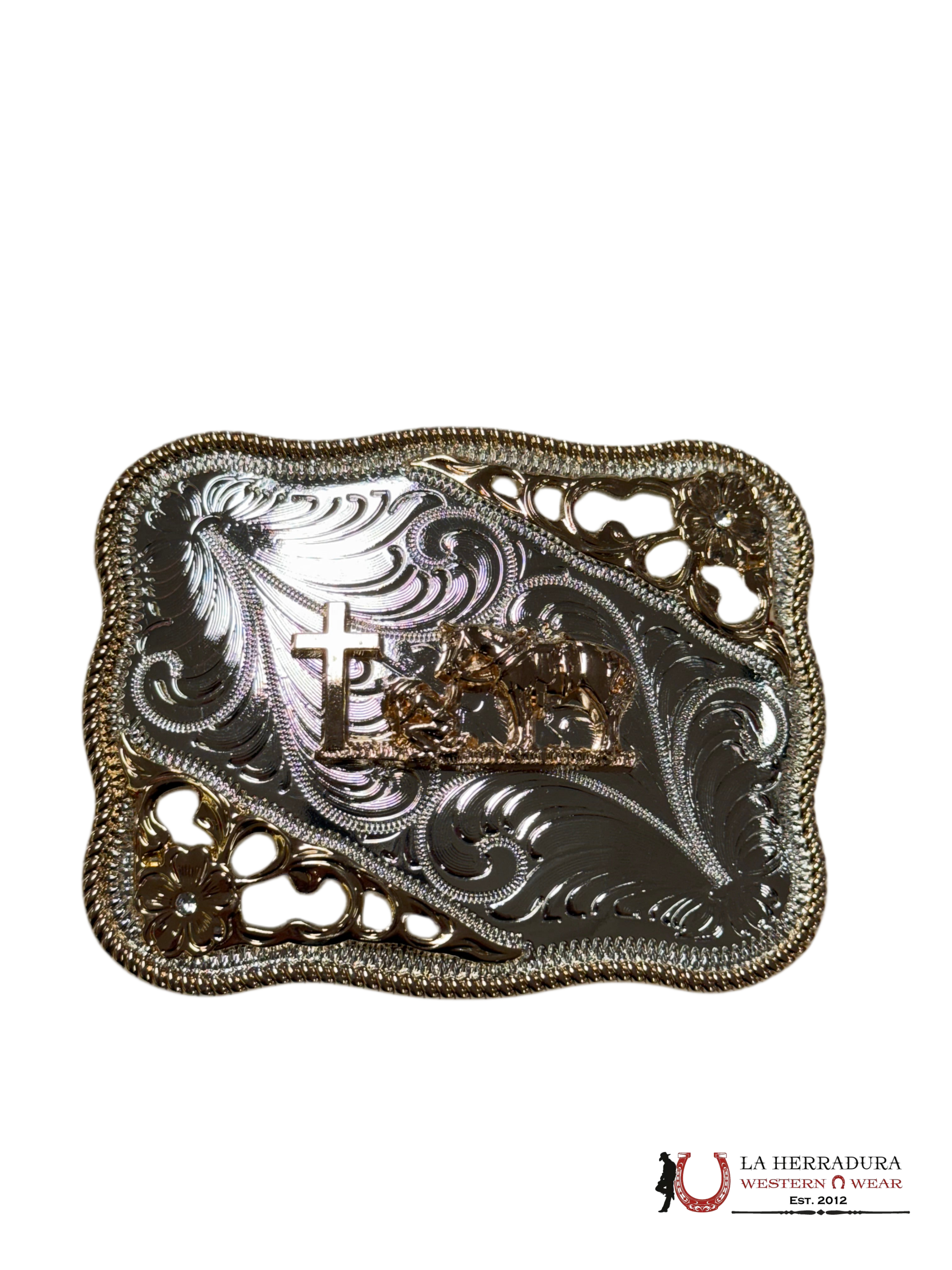 SQUARE BUCKLE GINETE CRUZ ROSE GOLD ACCESORIOS