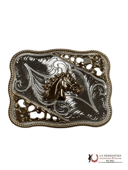 SQUARE BUCKLE HORSE HEAD ROSE GOLD