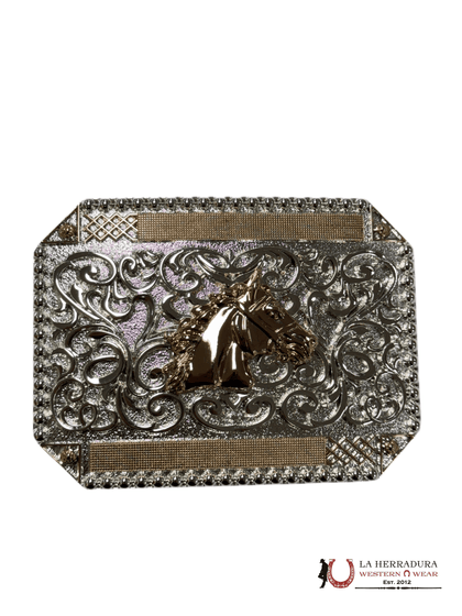 SQUARE BUCKLE HORSE HEAD ROSE GOLD