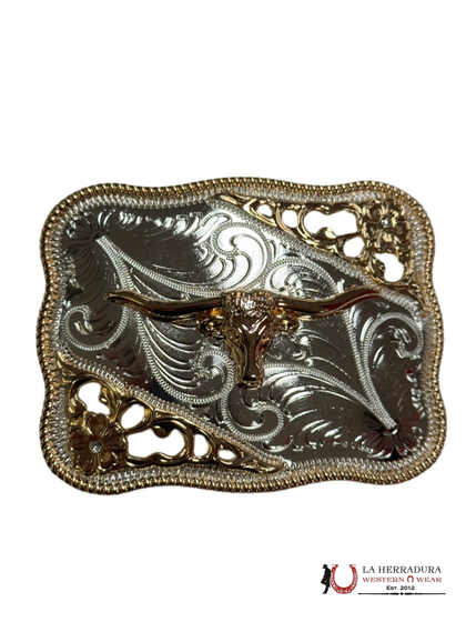 SQUARE BUCKLE LONG HORN ROSE GOLD