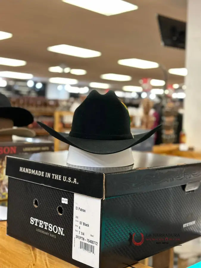 Stetson Cowboy Hat El Patron 30X Black Tejana