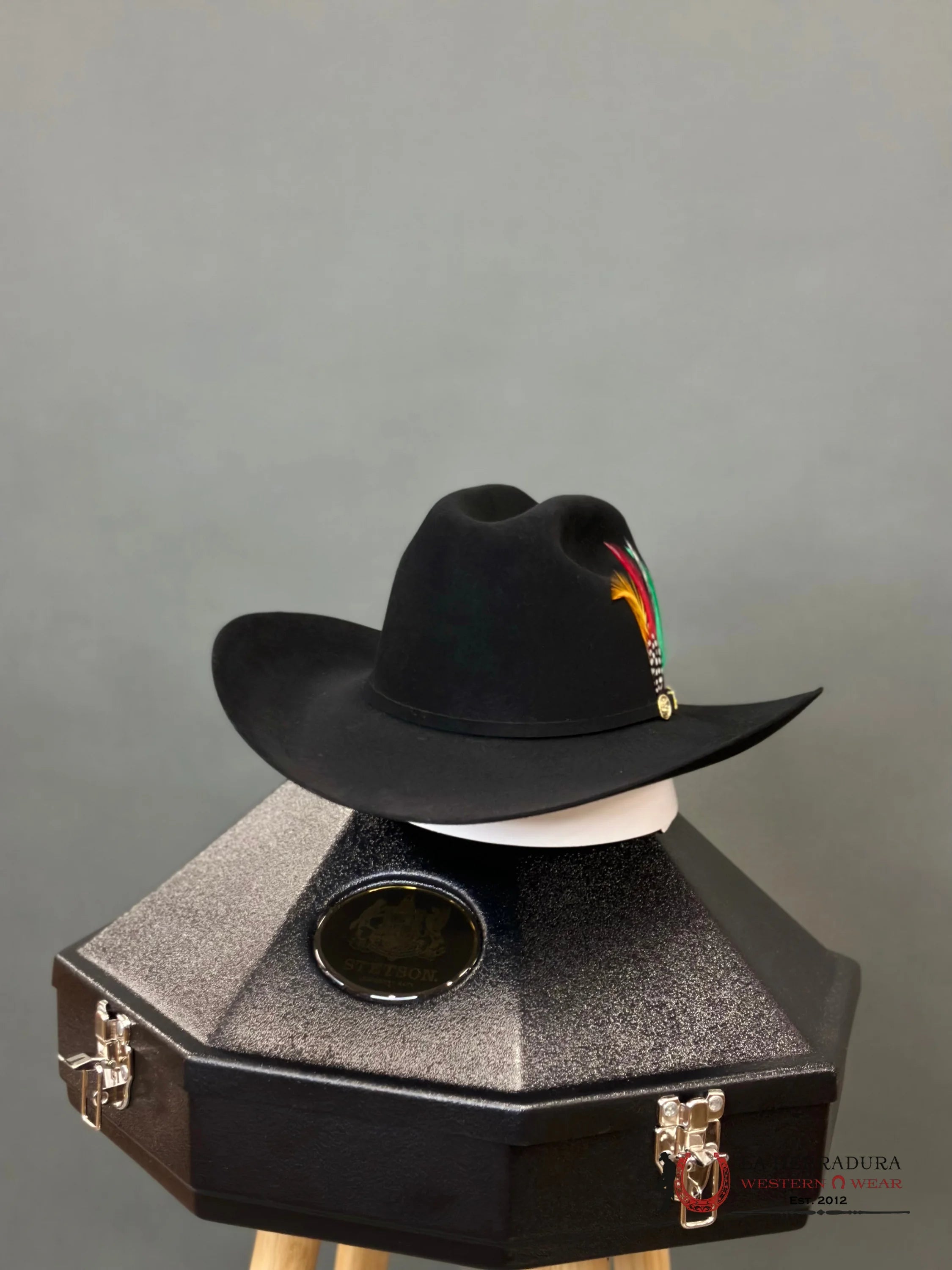 Stetson Cowboy Hat 100X El Presidente Black Copa Chica Tejana