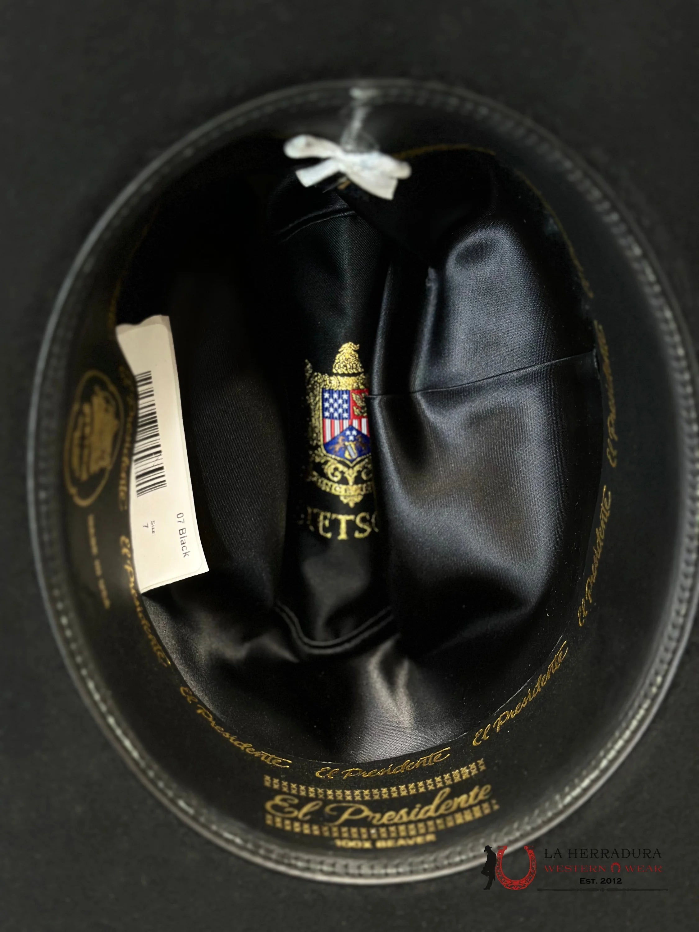 Stetson Cowboy Hat 100X El Presidente Black Copa Chica Tejana
