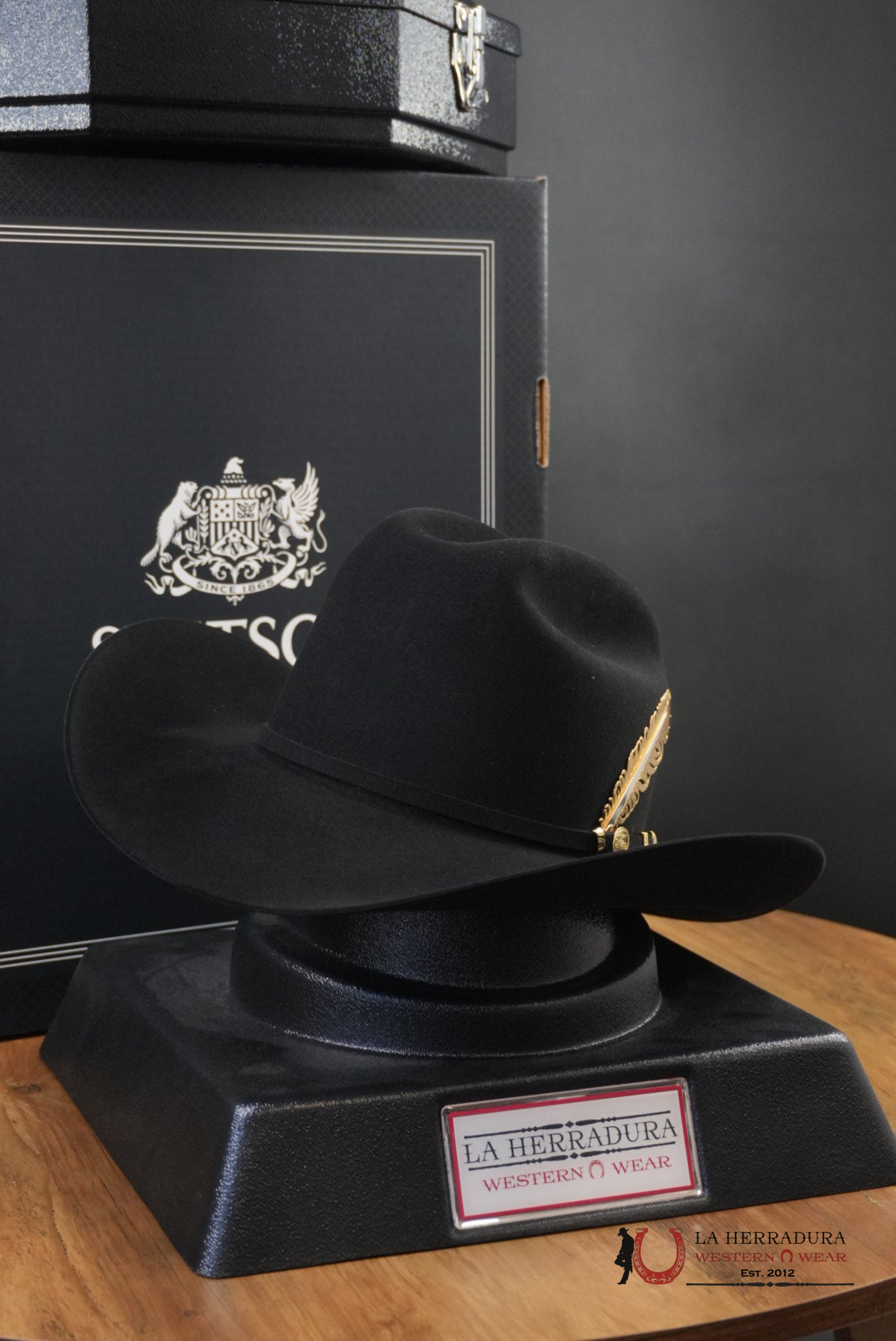 STETSON COWBOY HAT 100X EL PRESIDENTE BLACK COPA CHICA TEJANA