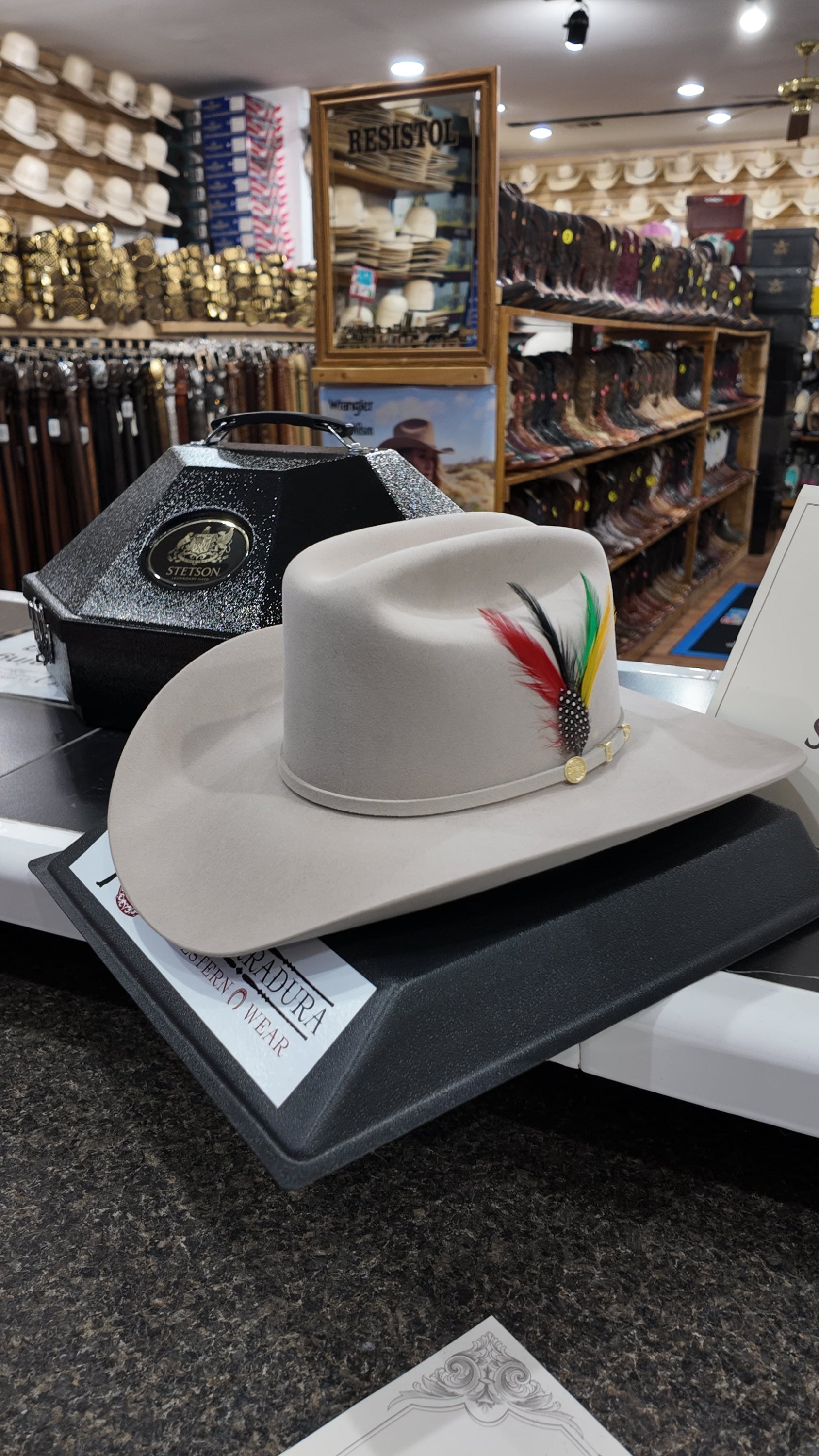 STETSON COWBOY HAT 100X EL PRESIDENTE SILVER BELLY COPA CHICA TEJANA