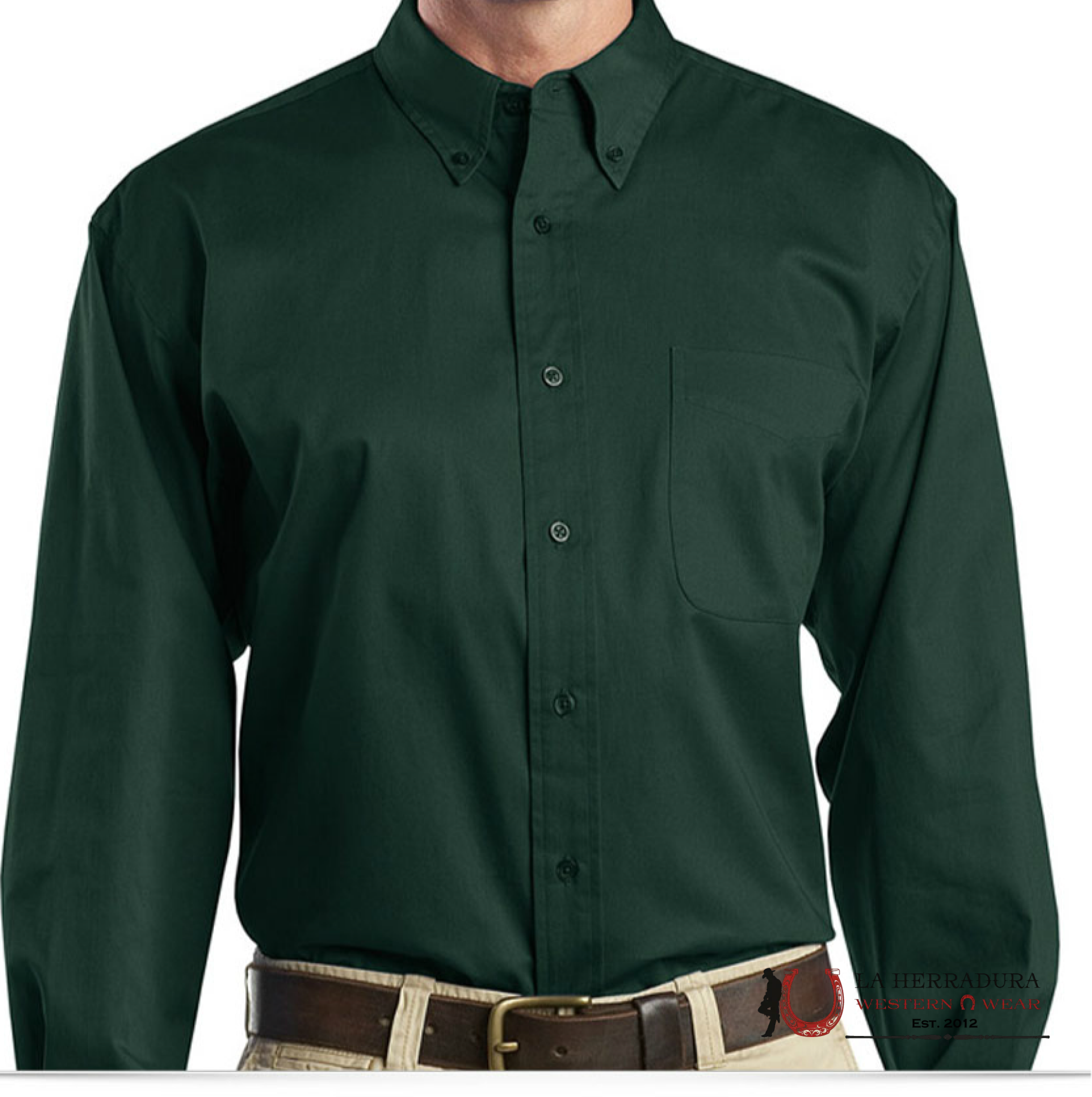 SUSLO COUTUR MEN BOTTON UP LONG SLEEVE SHIRT HUNTER GREEN SC701 9 ROPA HOMBRES