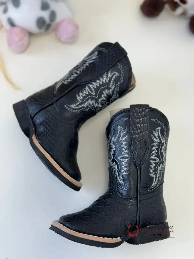 Tanner Mark Big Jake Infant Python Print Black Zipper Boot Niños