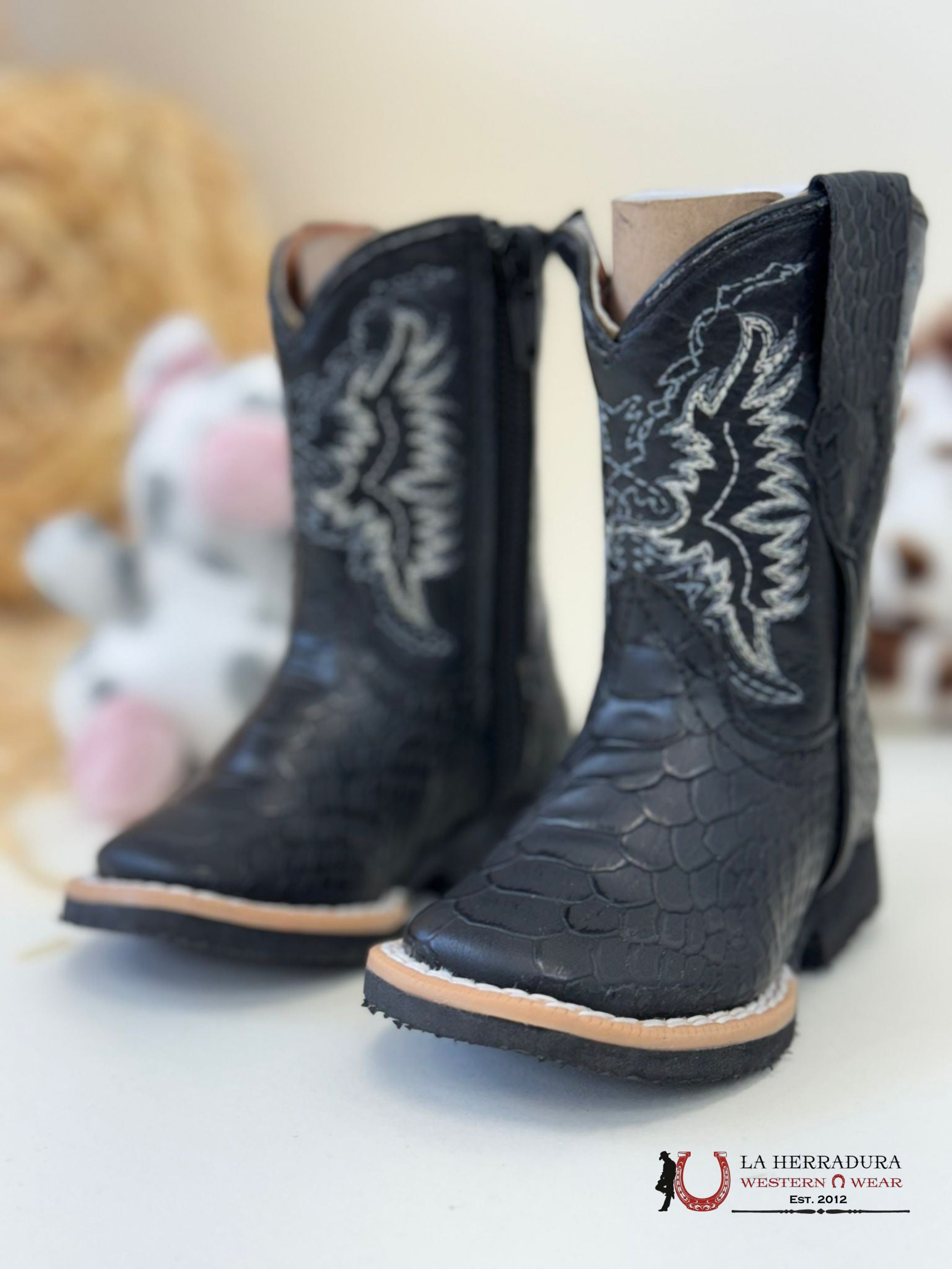 Tanner Mark Big Jake Infant Python Print Black Zipper Boot Niños