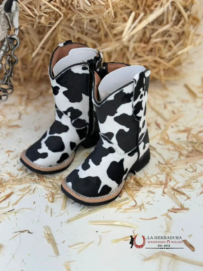 Tanner Mark Elsie Infant Cowhide Faux Black Zipper Boots Niños