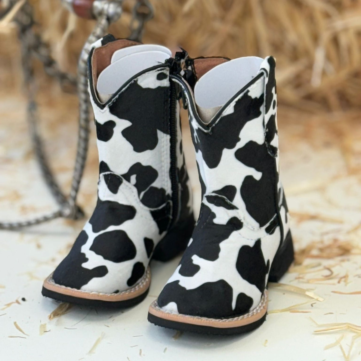 TANNER MARK ELSIE INFANT COWHIDE FAUX BLACK ZIPPER