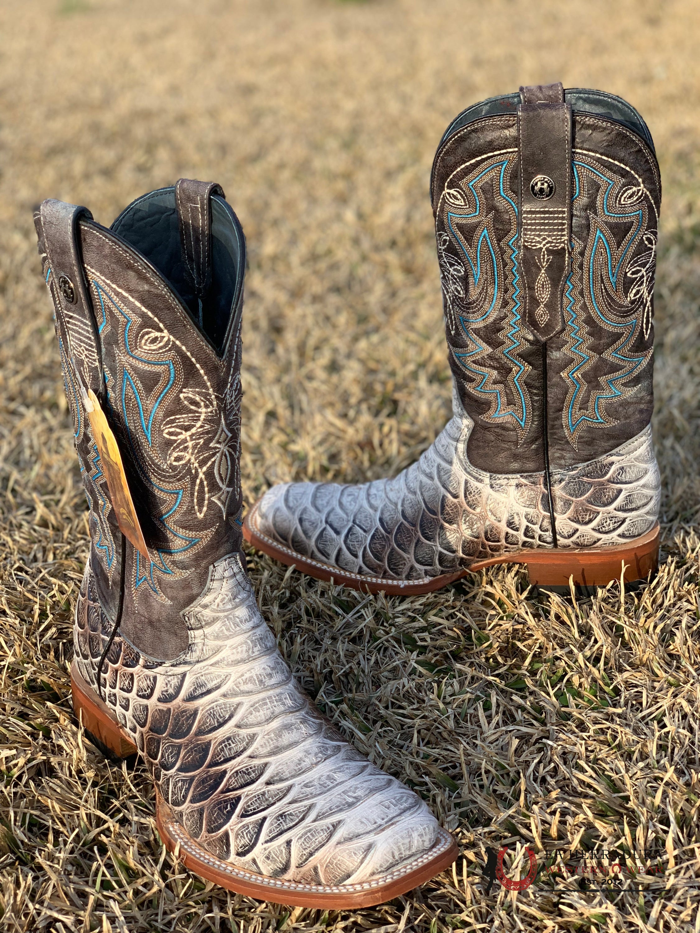 Tanner Mark Boot Print Python Jumbo Blue Toscana Top 6 Usa (México 25) / Natural Botas Hombres