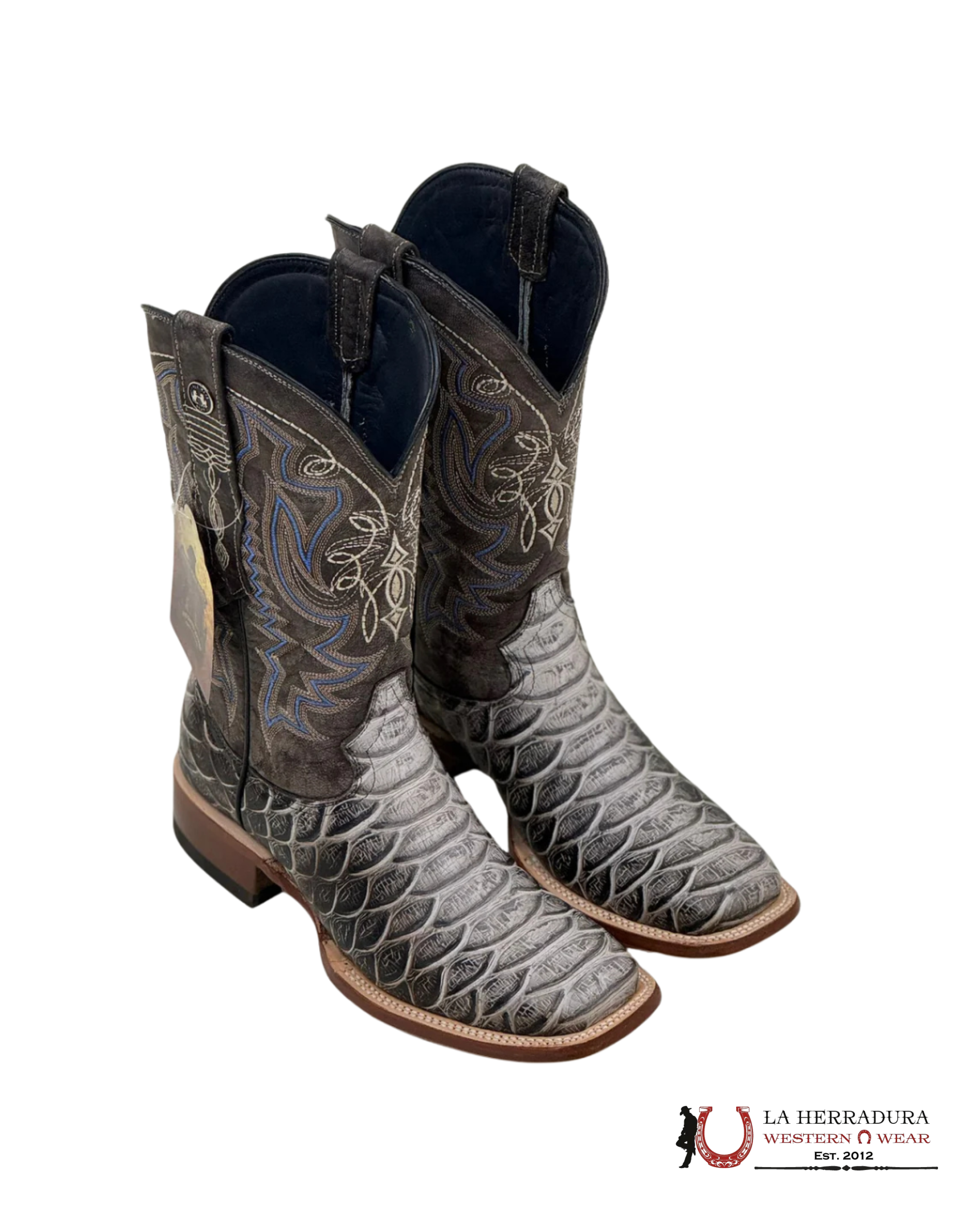 TANNER MARK BOOT PRINT PYTHON JUMBO BLUE TOSCANA TOP- 5551 BOTAS HOMBRES