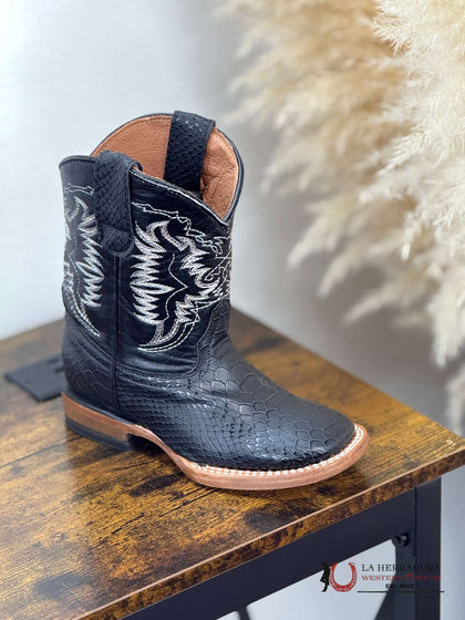TANNER MARK KIDS ‘BIG JAKE’ PYTHON PRINT BLACK -TMK200770